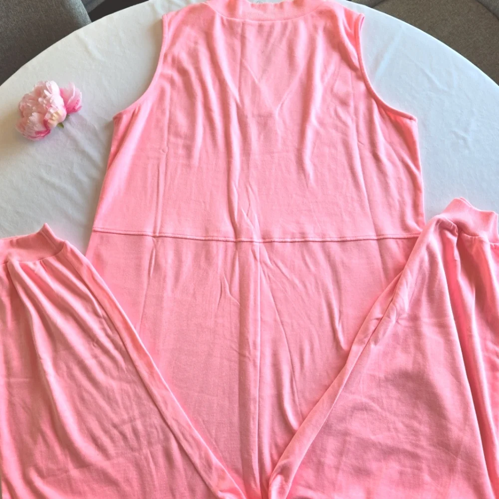 New ZENANA Plus Sleeveless Harem Pink Jumpsuit Pockets 2X - Picture 6 of 7